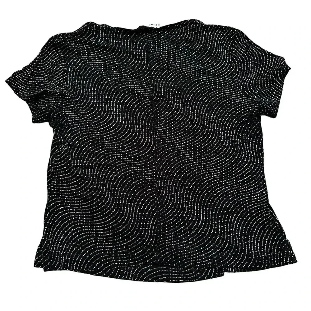 Vintage 90’s black and sliver glitter swirl blouse size large - Picture 2 of 6